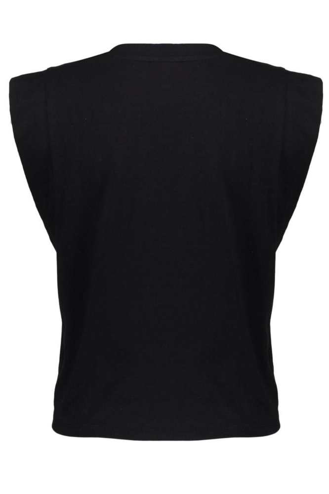 T SHIRT MET KNOOPDETAIL EN ANIMAL LETTERING 52411 41 000999 BLACK